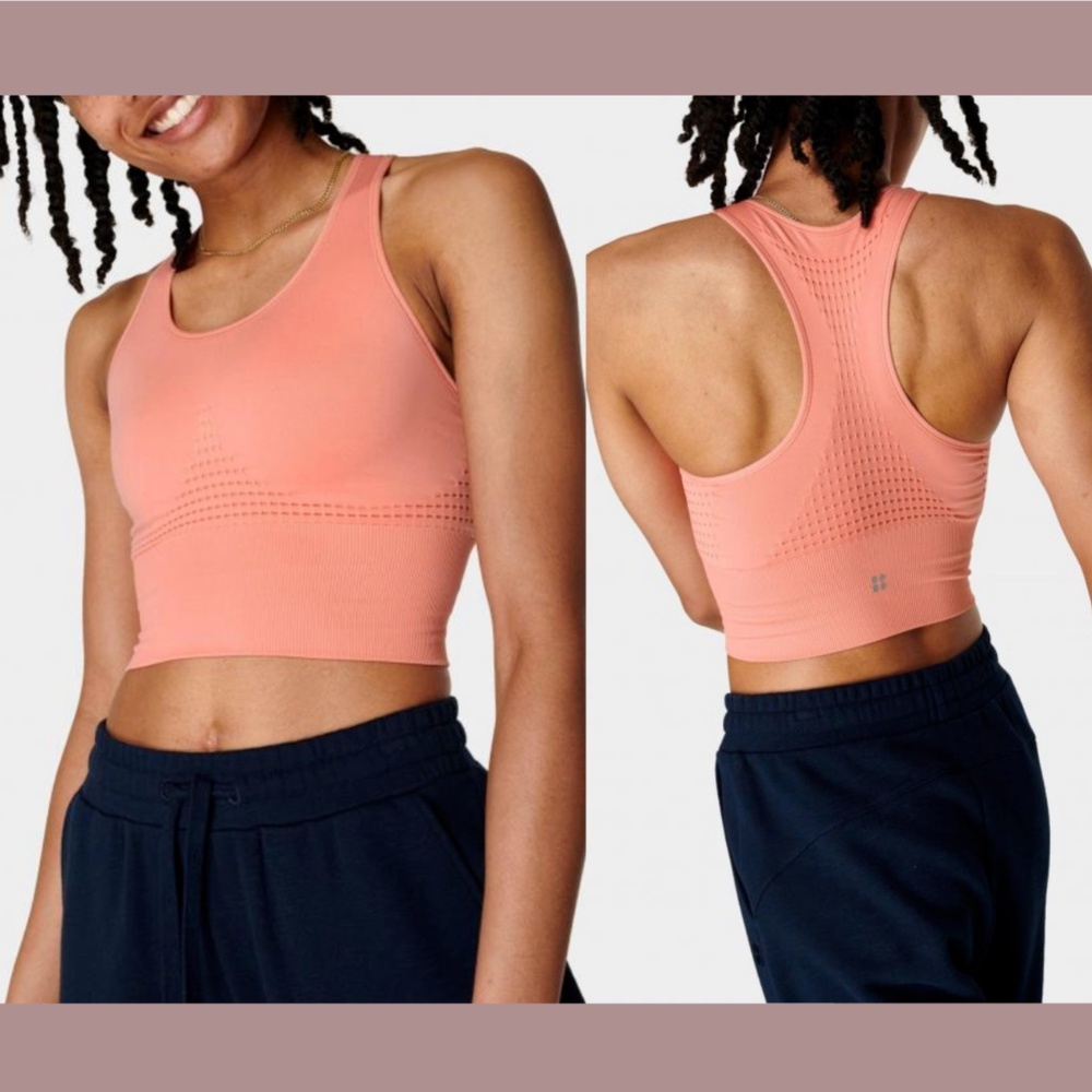 NWD $44 Sweaty Betty [ Small ] Stamina Longline‎ Sports Bra in Blush Pink
